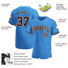 Load image into Gallery viewer, Custom Powder Blue Black-Orange Authentic Baseball Jersey