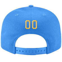 Laden Sie das Bild in den Galerie-Viewer, Custom Powder Blue Gold-White Stitched Adjustable Snapback Hat