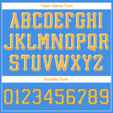 Laden Sie das Bild in den Galerie-Viewer, Custom Powder Blue Gold-White Stitched Adjustable Snapback Hat