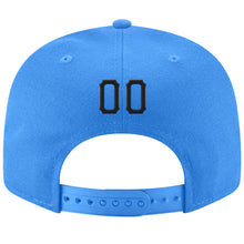 Laden Sie das Bild in den Galerie-Viewer, Custom Powder Blue Black-Orange Stitched Adjustable Snapback Hat