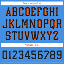 Laden Sie das Bild in den Galerie-Viewer, Custom Powder Blue Black-Orange Stitched Adjustable Snapback Hat