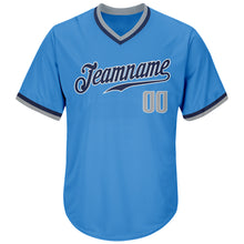 Загрузить изображение в средство просмотра галереи, Custom Powder Blue Gray-Navy Authentic Throwback Rib-Knit Baseball Jersey Shirt