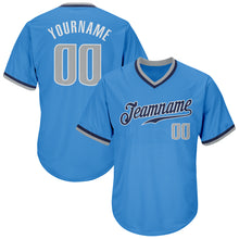 Загрузить изображение в средство просмотра галереи, Custom Powder Blue Gray-Navy Authentic Throwback Rib-Knit Baseball Jersey Shirt
