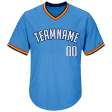 Загрузить изображение в средство просмотра галереи, Custom Powder Blue White-Navy Authentic Throwback Rib-Knit Baseball Jersey Shirt