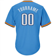 Загрузить изображение в средство просмотра галереи, Custom Powder Blue White-Navy Authentic Throwback Rib-Knit Baseball Jersey Shirt