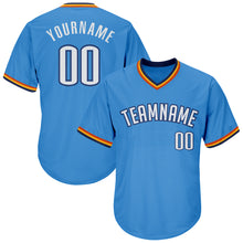 Загрузить изображение в средство просмотра галереи, Custom Powder Blue White-Navy Authentic Throwback Rib-Knit Baseball Jersey Shirt