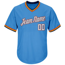 Загрузить изображение в средство просмотра галереи, Custom Powder Blue White-Orange Authentic Throwback Rib-Knit Baseball Jersey Shirt