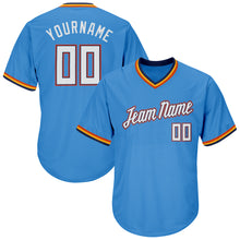 Загрузить изображение в средство просмотра галереи, Custom Powder Blue White-Orange Authentic Throwback Rib-Knit Baseball Jersey Shirt