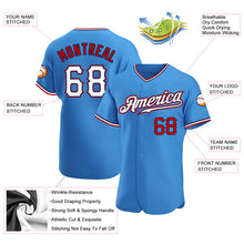 Load image into Gallery viewer, Custom Powder Blue White-Red Authentic Baseball Jersey
