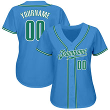 Load image into Gallery viewer, Custom Powder Blue Kelly Green-White Authentic Baseball Jersey