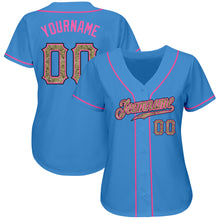 Load image into Gallery viewer, Custom Powder Blue Camo-Pink Authentic Baseball Jersey