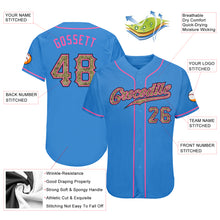 Load image into Gallery viewer, Custom Powder Blue Camo-Pink Authentic Baseball Jersey