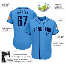 Load image into Gallery viewer, Custom Powder Blue Navy Authentic Baseball Jersey
