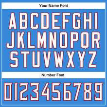 Load image into Gallery viewer, Custom Powder Blue White-Red Mesh Authentic Throwback Football Jersey