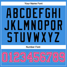 Load image into Gallery viewer, Custom Powder Blue Pink-Black Mesh Authentic Throwback Football Jersey