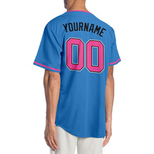 Load image into Gallery viewer, Custom Powder Blue Pink-Black Authentic Baseball Jersey