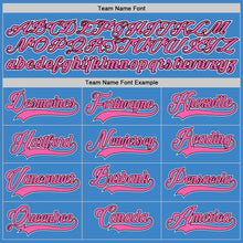 Load image into Gallery viewer, Custom Powder Blue Pink-Black Authentic Baseball Jersey