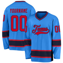 Load image into Gallery viewer, Custom Powder Blue Red-Navy Hockey Jersey