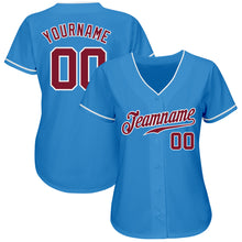 Load image into Gallery viewer, Custom Powder Blue Crimson-White Authentic Baseball Jersey
