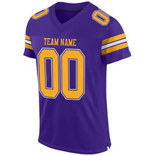 Загрузить изображение в средство просмотра галереи, Custom Purple Gold-White Mesh Authentic Football Jersey