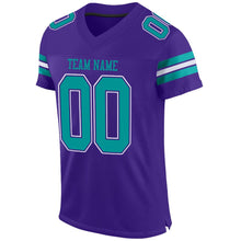 Загрузить изображение в средство просмотра галереи, Custom Purple Aqua-White Mesh Authentic Football Jersey