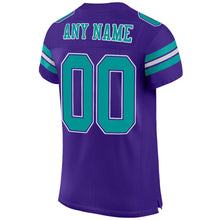 Загрузить изображение в средство просмотра галереи, Custom Purple Aqua-White Mesh Authentic Football Jersey
