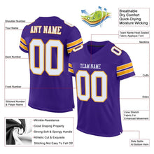 Загрузить изображение в средство просмотра галереи, Custom Purple White-Gold Mesh Authentic Football Jersey