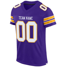 Загрузить изображение в средство просмотра галереи, Custom Purple White-Gold Mesh Authentic Football Jersey