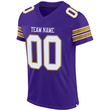Загрузить изображение в средство просмотра галереи, Custom Purple White-Old Gold Mesh Authentic Football Jersey