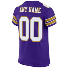 Загрузить изображение в средство просмотра галереи, Custom Purple White-Old Gold Mesh Authentic Football Jersey