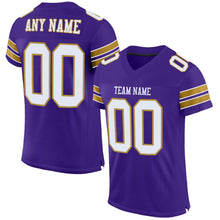 Загрузить изображение в средство просмотра галереи, Custom Purple White-Old Gold Mesh Authentic Football Jersey