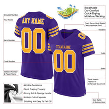 Load image into Gallery viewer, Custom Purple Gold-White Mesh Authentic Football Jersey