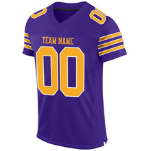 Load image into Gallery viewer, Custom Purple Gold-White Mesh Authentic Football Jersey