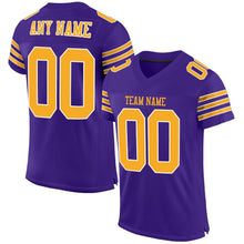 Load image into Gallery viewer, Custom Purple Gold-White Mesh Authentic Football Jersey