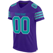Загрузить изображение в средство просмотра галереи, Custom Purple Aqua-White Mesh Authentic Football Jersey