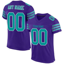 Загрузить изображение в средство просмотра галереи, Custom Purple Aqua-White Mesh Authentic Football Jersey