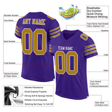 Laden Sie das Bild in den Galerie-Viewer, Custom Purple Old Gold-White Mesh Authentic Football Jersey