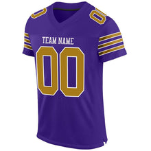 Laden Sie das Bild in den Galerie-Viewer, Custom Purple Old Gold-White Mesh Authentic Football Jersey