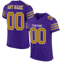 Laden Sie das Bild in den Galerie-Viewer, Custom Purple Old Gold-White Mesh Authentic Football Jersey