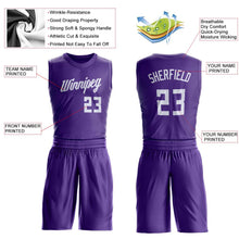Load image into Gallery viewer, Custom Purple White Round Neck Suit Basketball Jersey