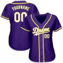 Загрузить изображение в средство просмотра галереи, Custom Purple White-Gold Authentic Baseball Jersey