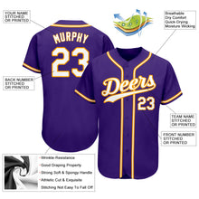 Загрузить изображение в средство просмотра галереи, Custom Purple White-Gold Authentic Baseball Jersey