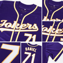 Загрузить изображение в средство просмотра галереи, Custom Purple White-Gold Authentic Baseball Jersey