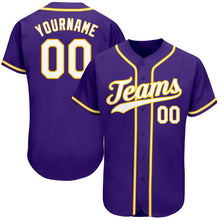 Загрузить изображение в средство просмотра галереи, Custom Purple White-Gold Authentic Baseball Jersey