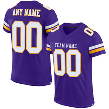 Load image into Gallery viewer, Custom Purple White-Gold Mesh Authentic Football Jersey