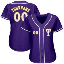Загрузить изображение в средство просмотра галереи, Custom Purple White-Gold Authentic Baseball Jersey