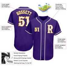 Загрузить изображение в средство просмотра галереи, Custom Purple White-Gold Authentic Baseball Jersey