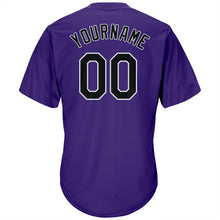 Загрузить изображение в средство просмотра галереи, Custom Purple Black-Gray Authentic Throwback Rib-Knit Baseball Jersey Shirt
