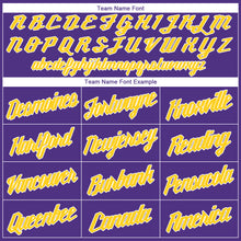 Load image into Gallery viewer, Custom Purple White-Gold Round Neck Rib-Knit Basketball Jersey