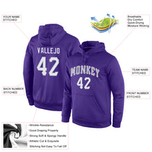 Load image into Gallery viewer, Custom Stitched Purple White-Gray Sports Pullover Sweatshirt Hoodie